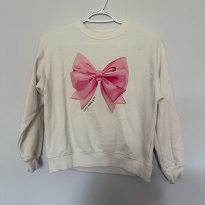 Zara Cream Top with Pink Bow Design